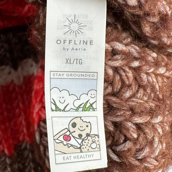 Offline By Aerie Striped Crew Neck Long Sleeve Pullover Sweater Womens XL - Picture 4 of 8